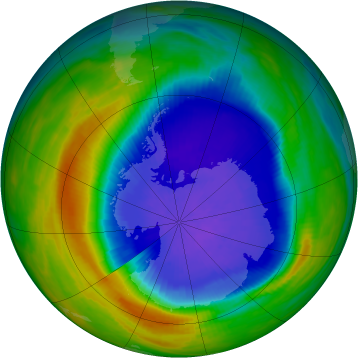 Antarctic ozone map for 30 September 1990